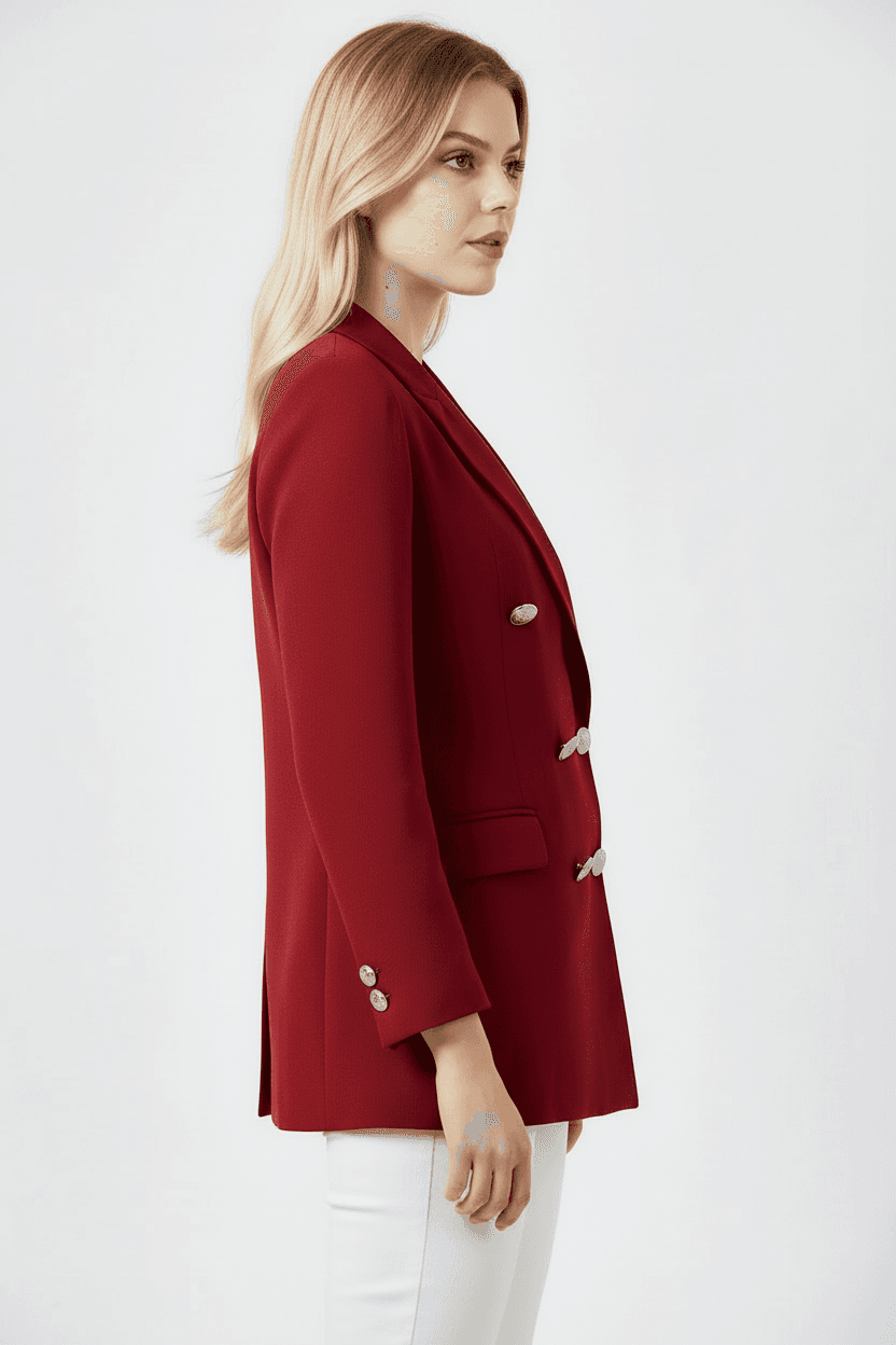 Burgundy Cropped Blazer Jacket