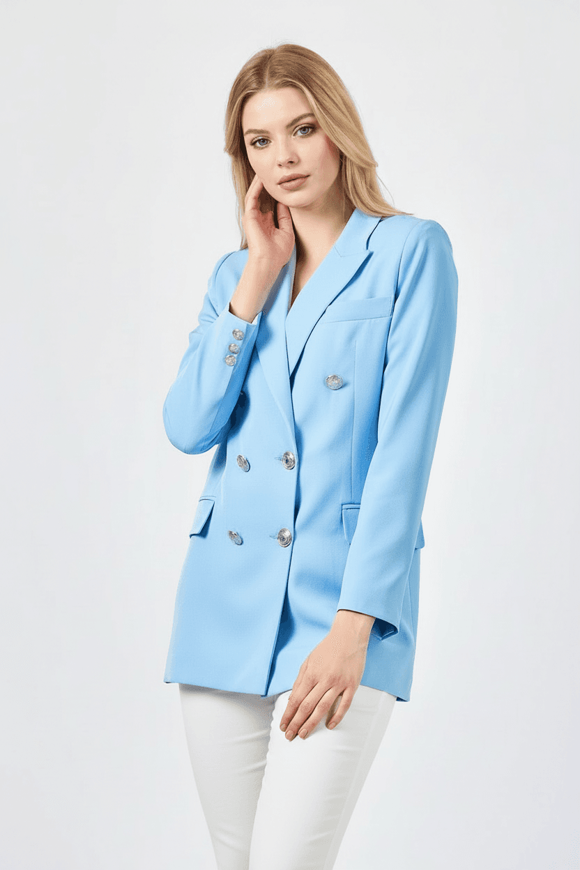 Navy Blue Cropped Blazer Jacket