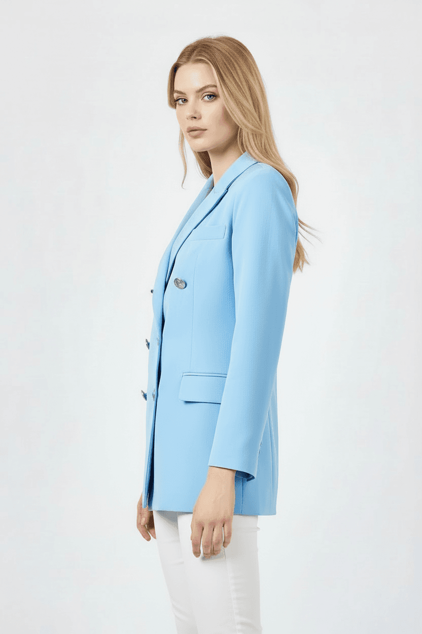 Navy Blue Cropped Blazer Jacket