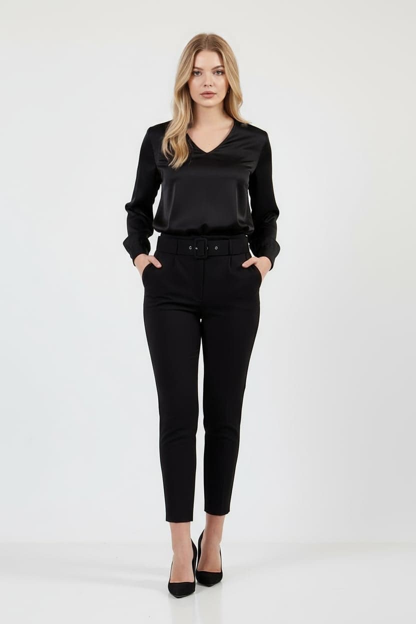 Black Belted Trousers