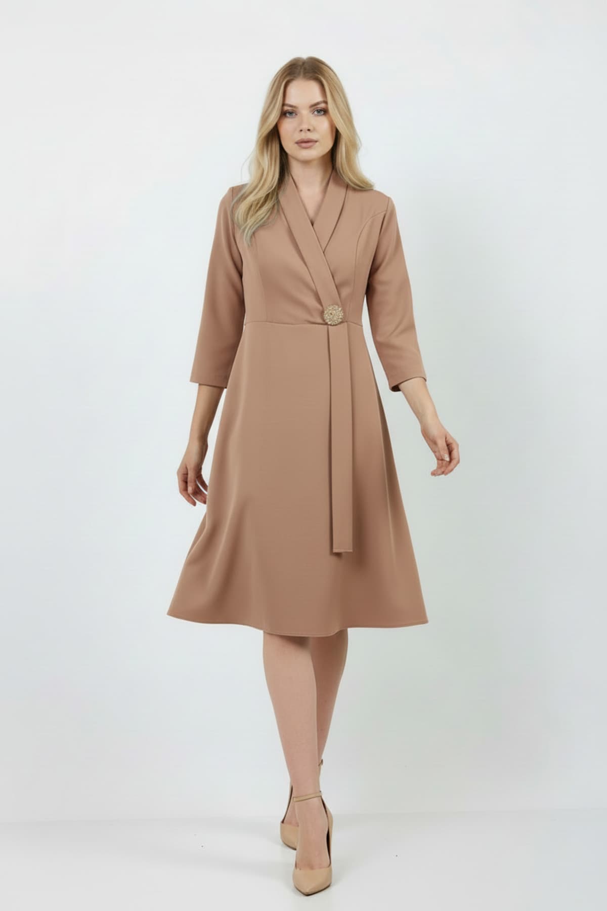 Light Brown Brooch Dress