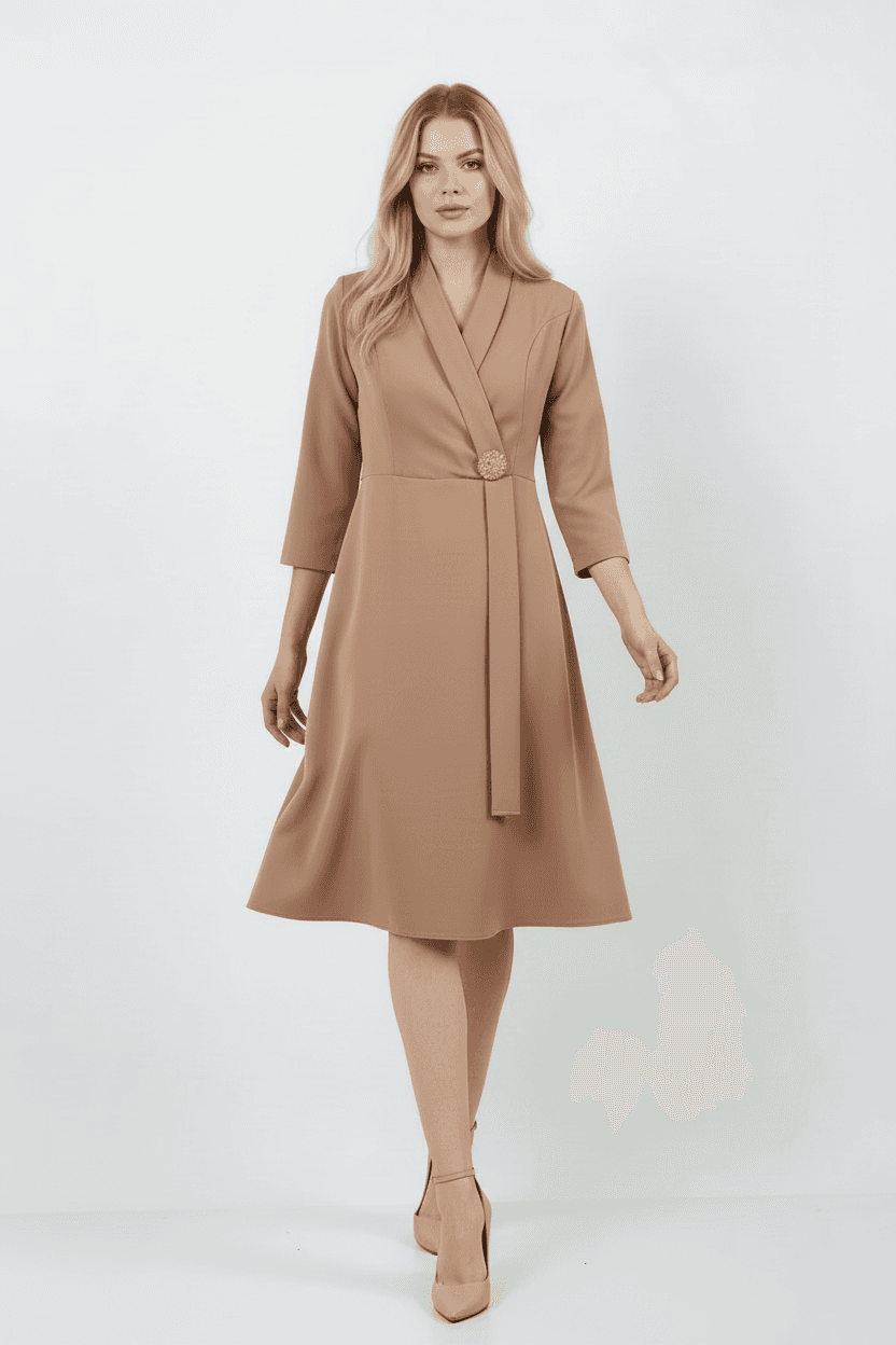 Light Brown Brooch Dress