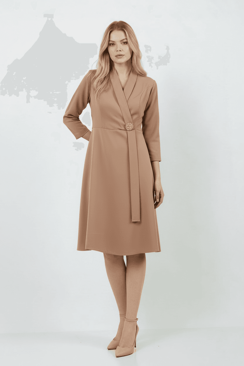 Light Brown Brooch Dress