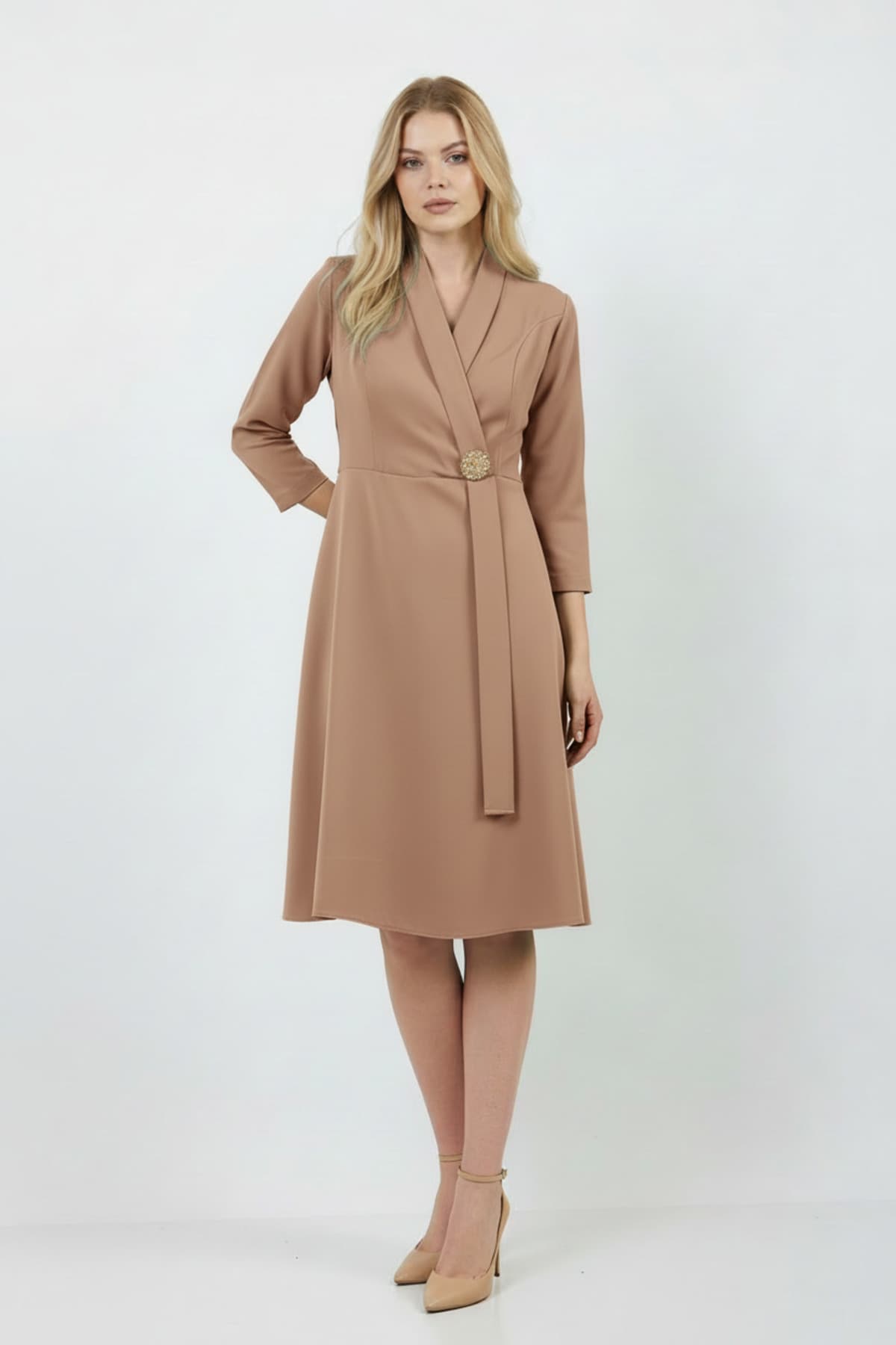 Light Brown Brooch Dress