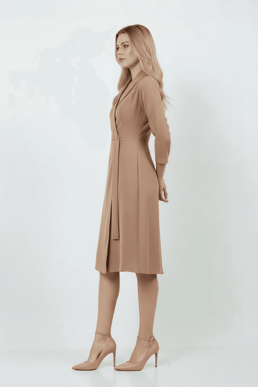 Light Brown Brooch Dress