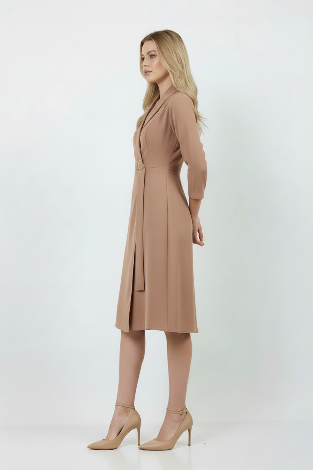 Light Brown Brooch Dress