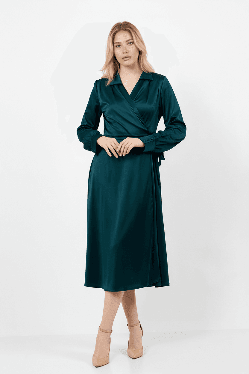 Emerald Green Matte Satin Dress