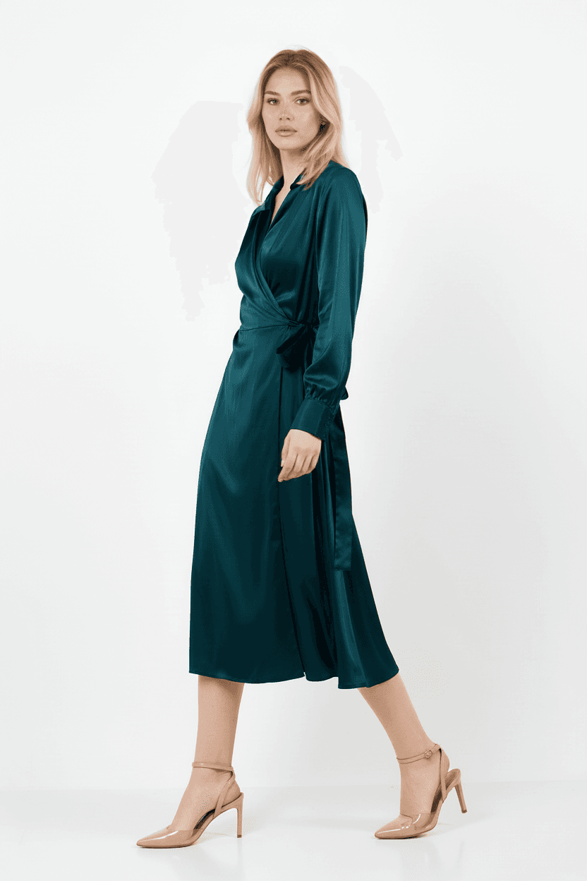 Emerald Green Matte Satin Dress