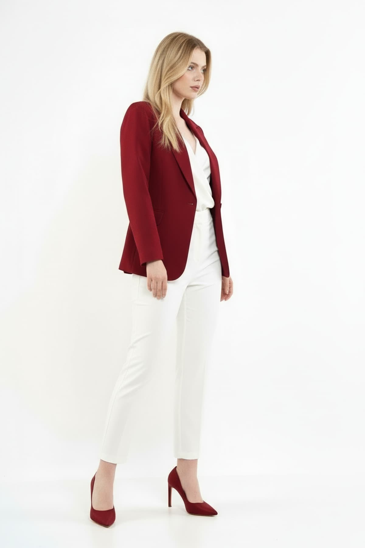 Burgundy Single Button Jacket