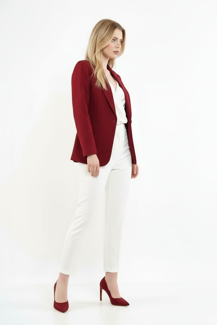 Burgundy Single Button Jacket