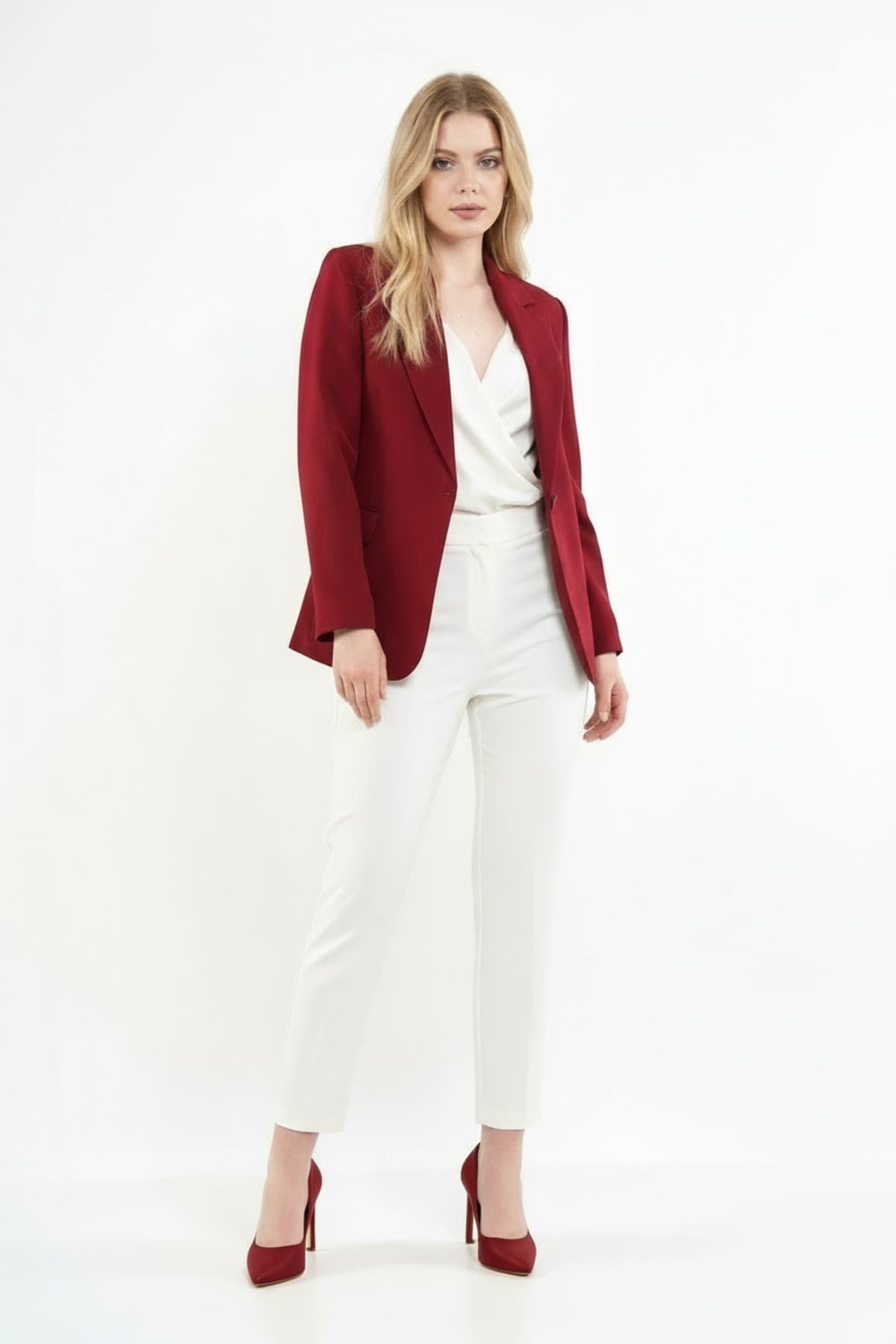 Burgundy Single Button Jacket