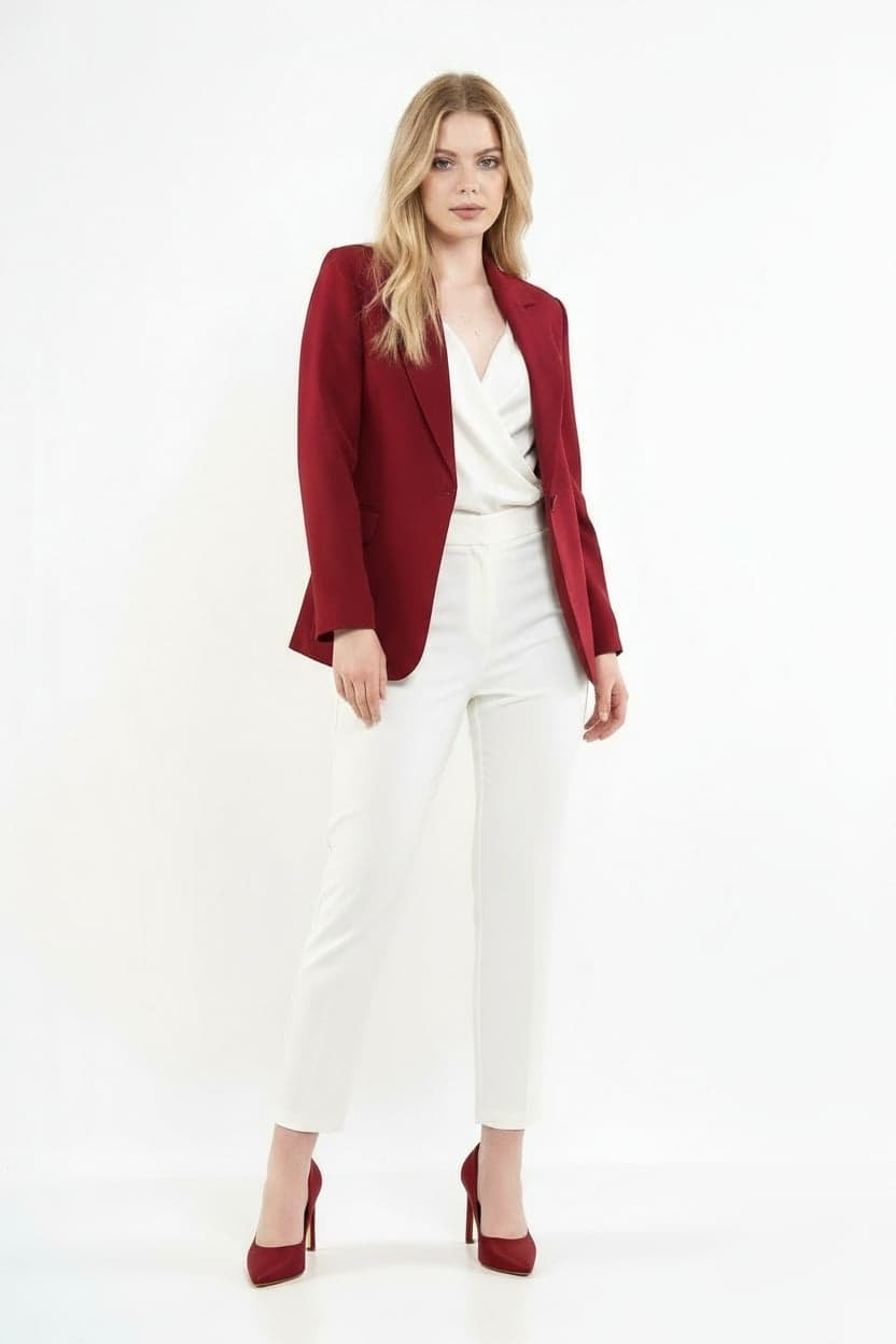 Burgundy Single Button Jacket