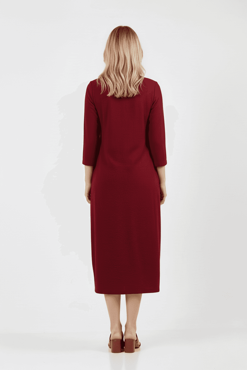 Burgundy Half Sleeve Dress