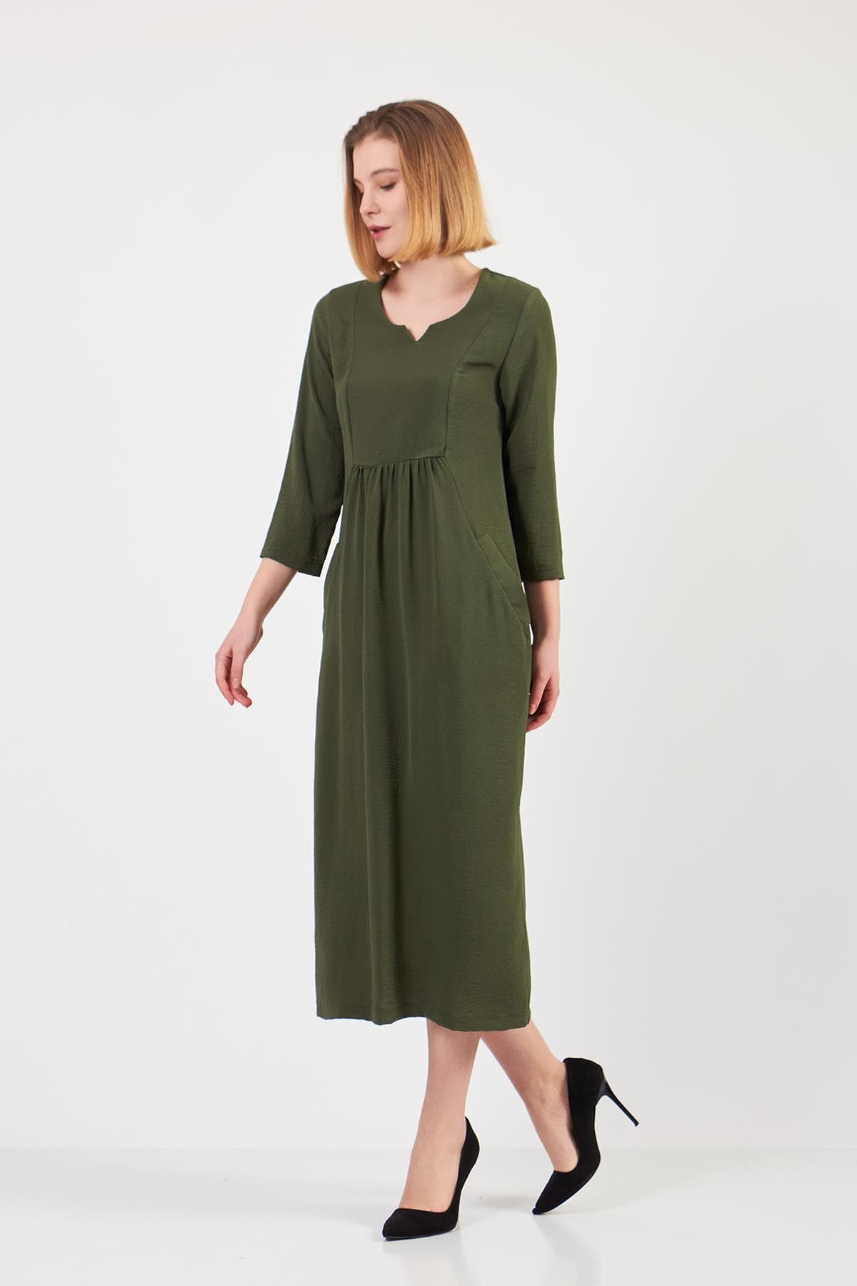 Khaki Half Sleeve Dress