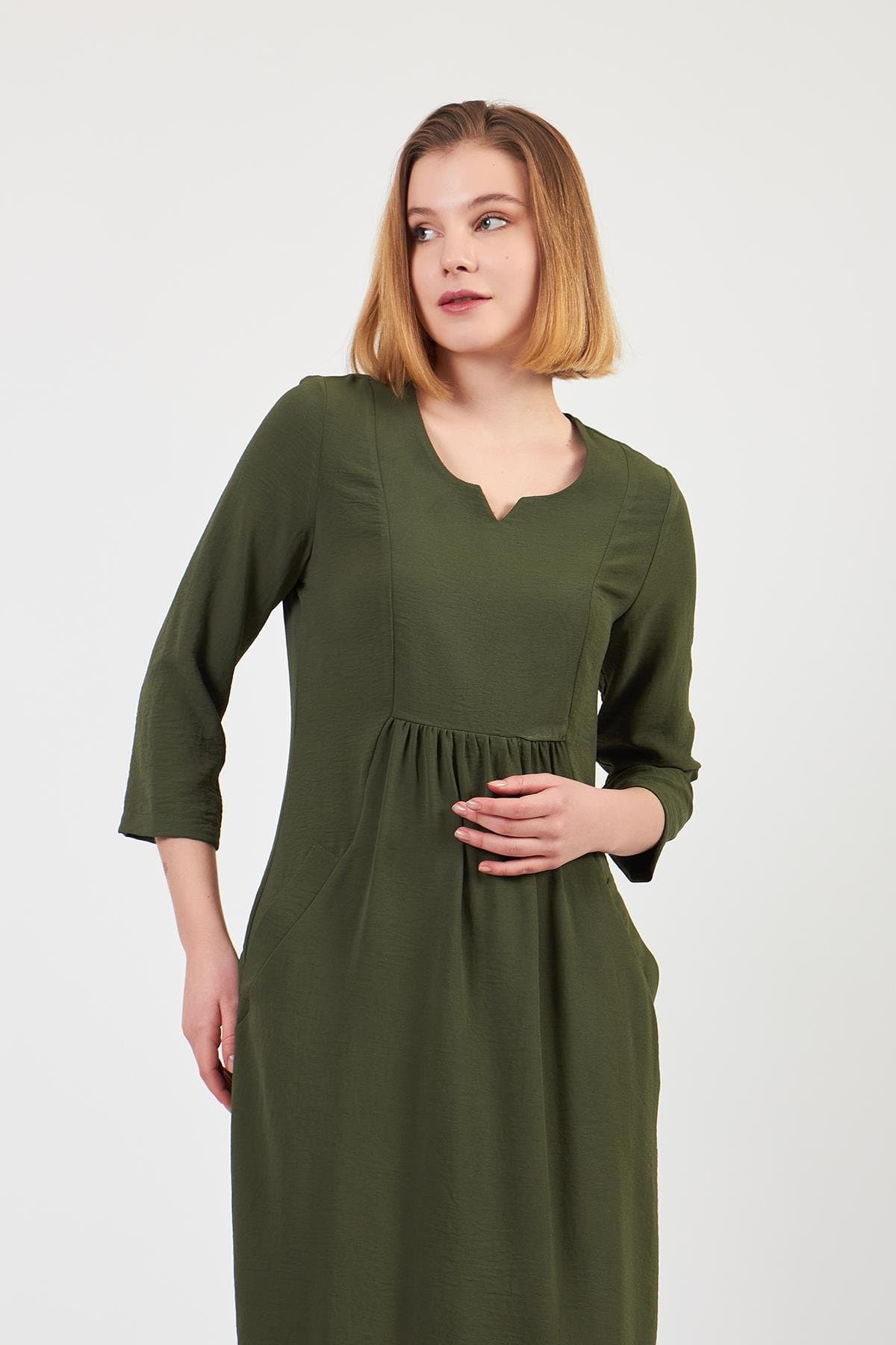 Khaki Half Sleeve Dress