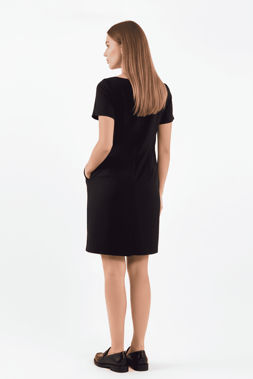 Short Sleeve Front Pleated Dress