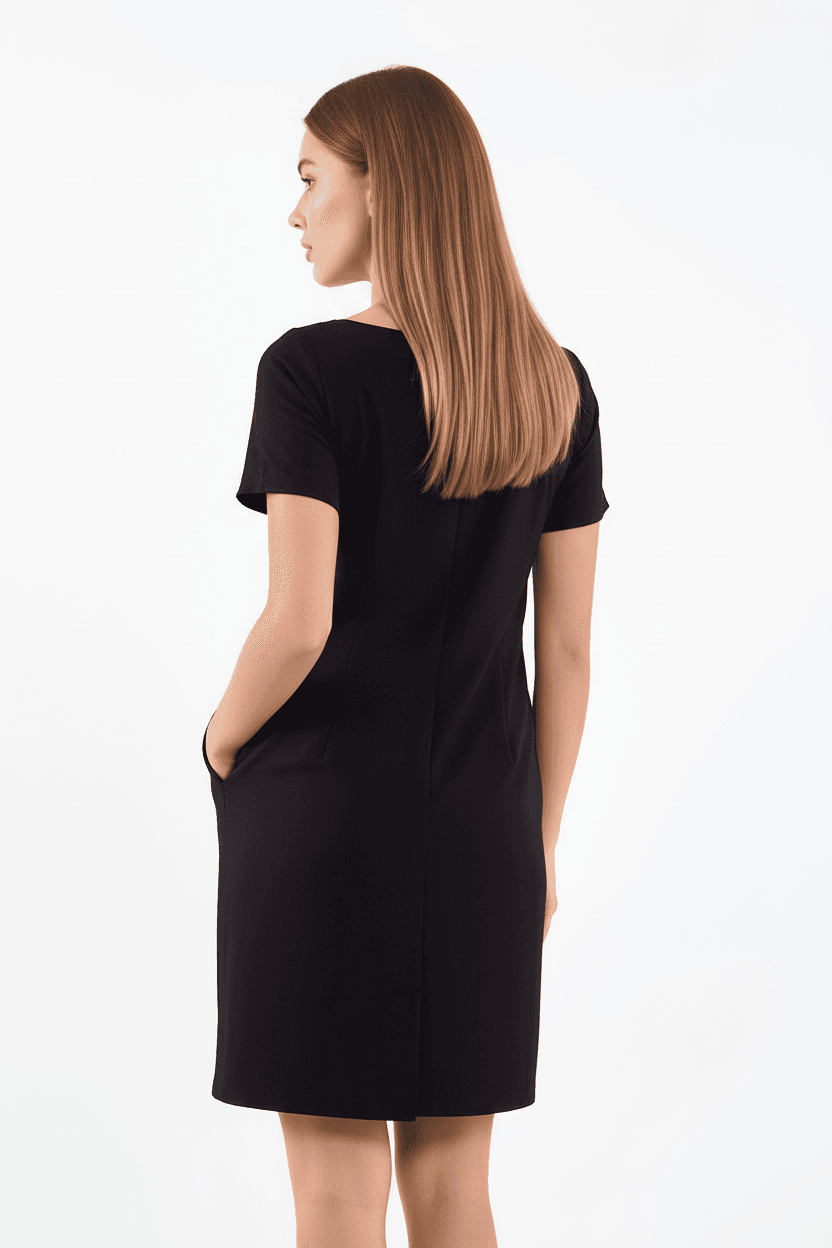 Short Sleeve Front Pleated Dress