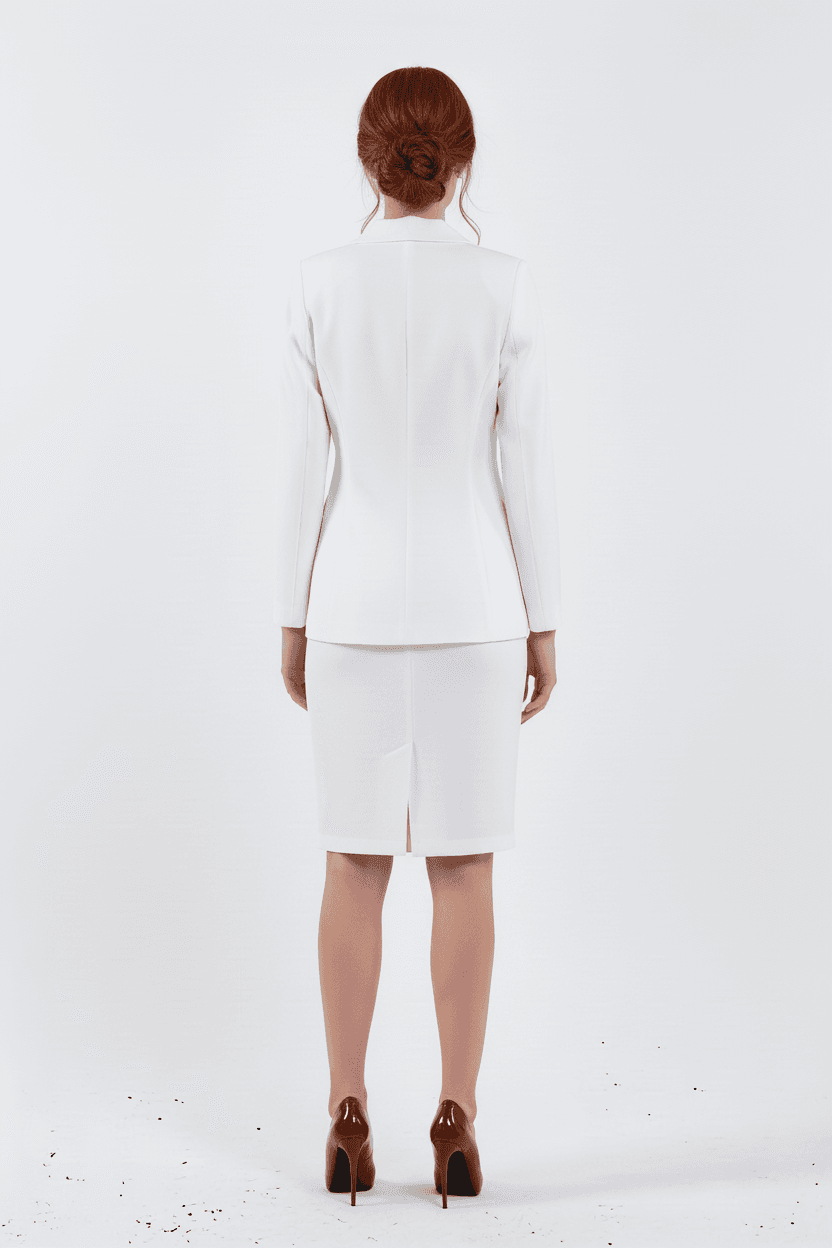 White Jacket Skirt Two-Piece Suit