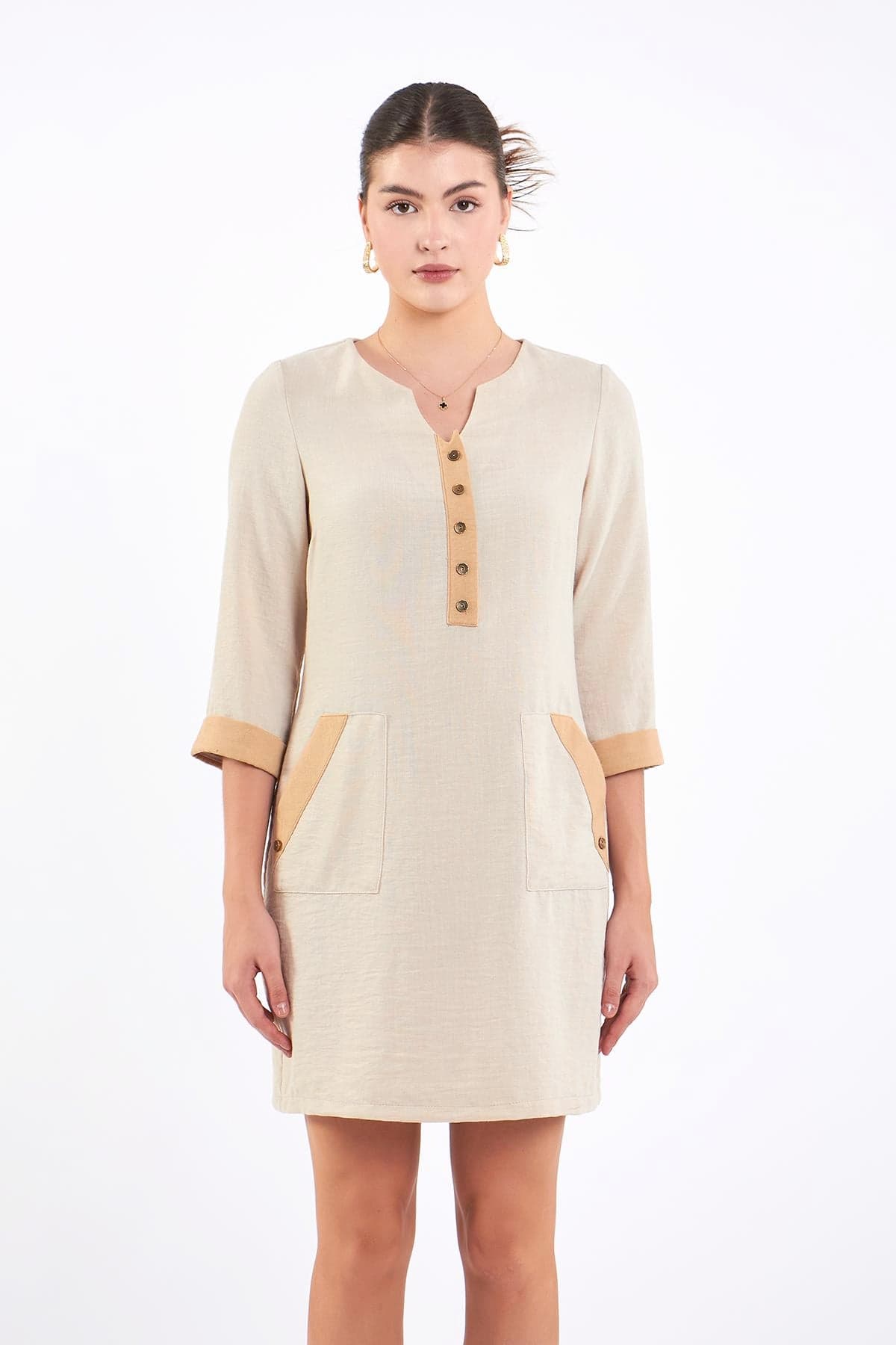 Half Sleeve Linen Dress