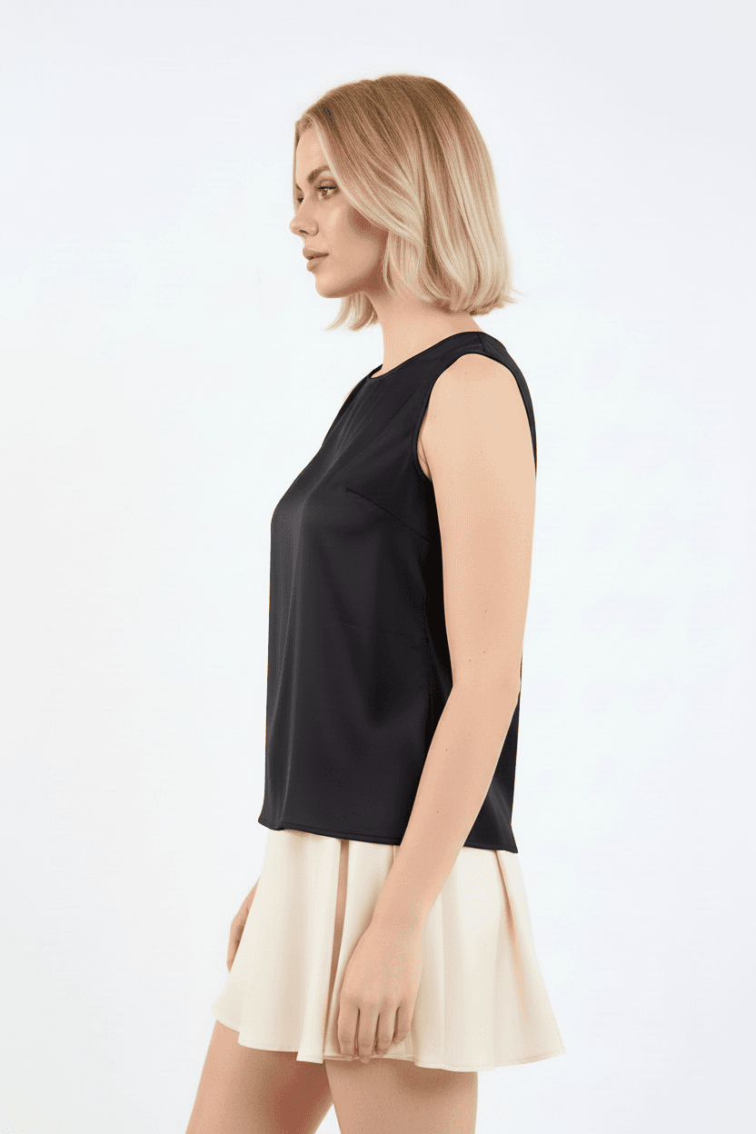 Sleeveless Satin Blouse
