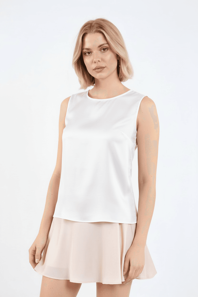 Sleeveless Satin Blouse