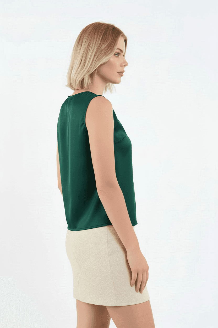Sleeveless Satin Blouse