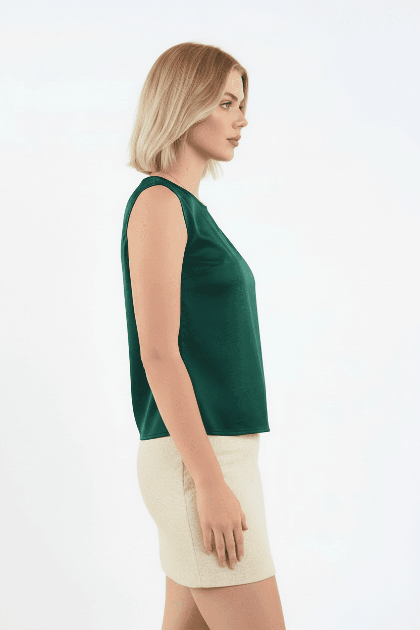 Sleeveless Satin Blouse