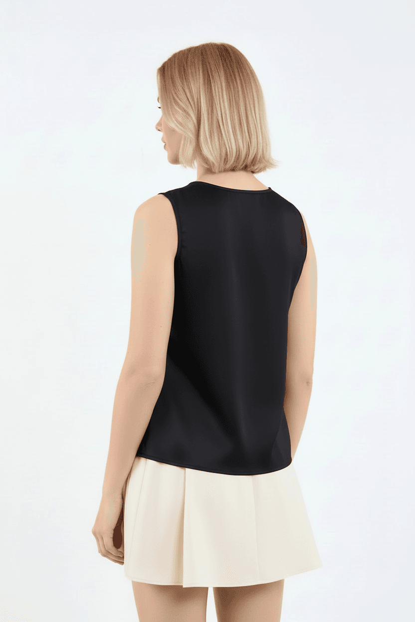 Sleeveless Satin Blouse