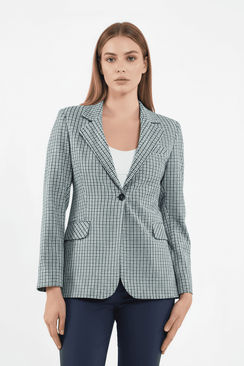 Blue Gingham Check Jacket