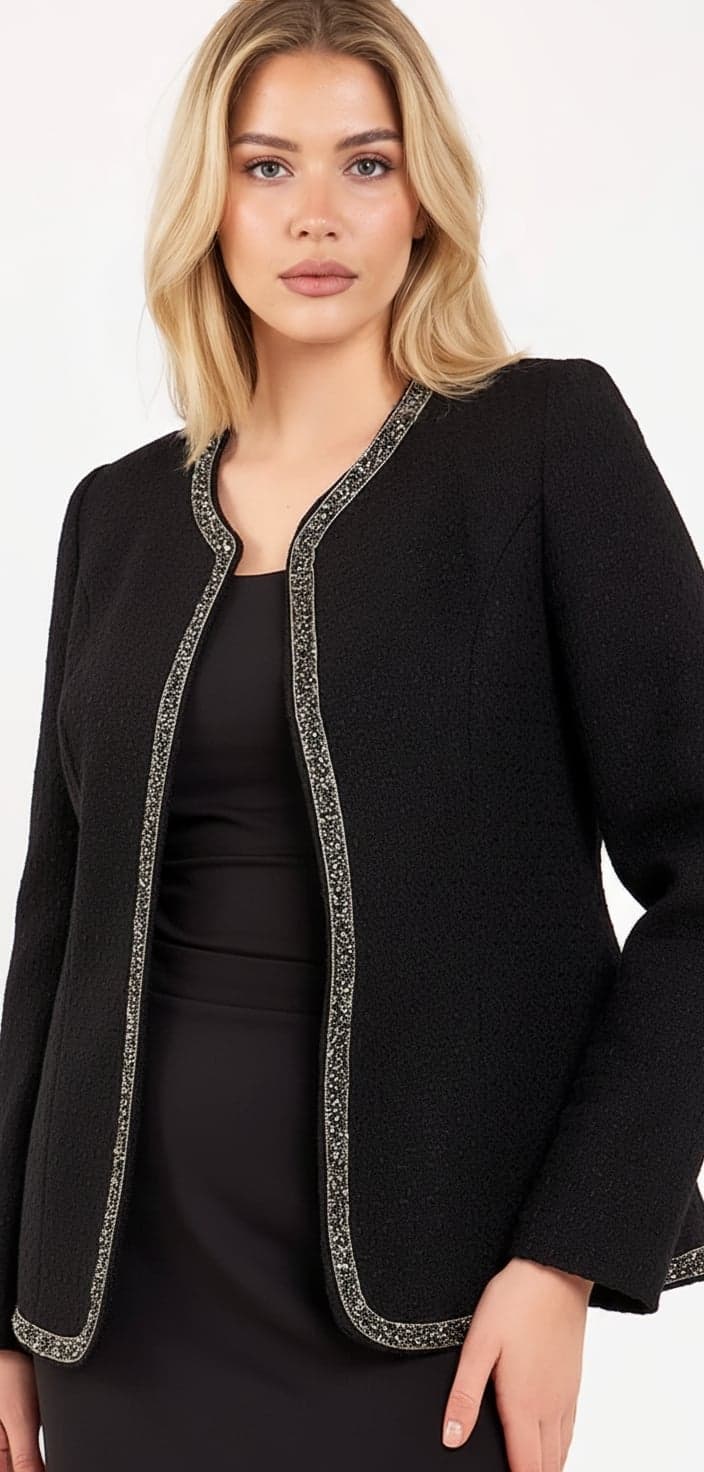 Stone-Embellished Tweed Jacket