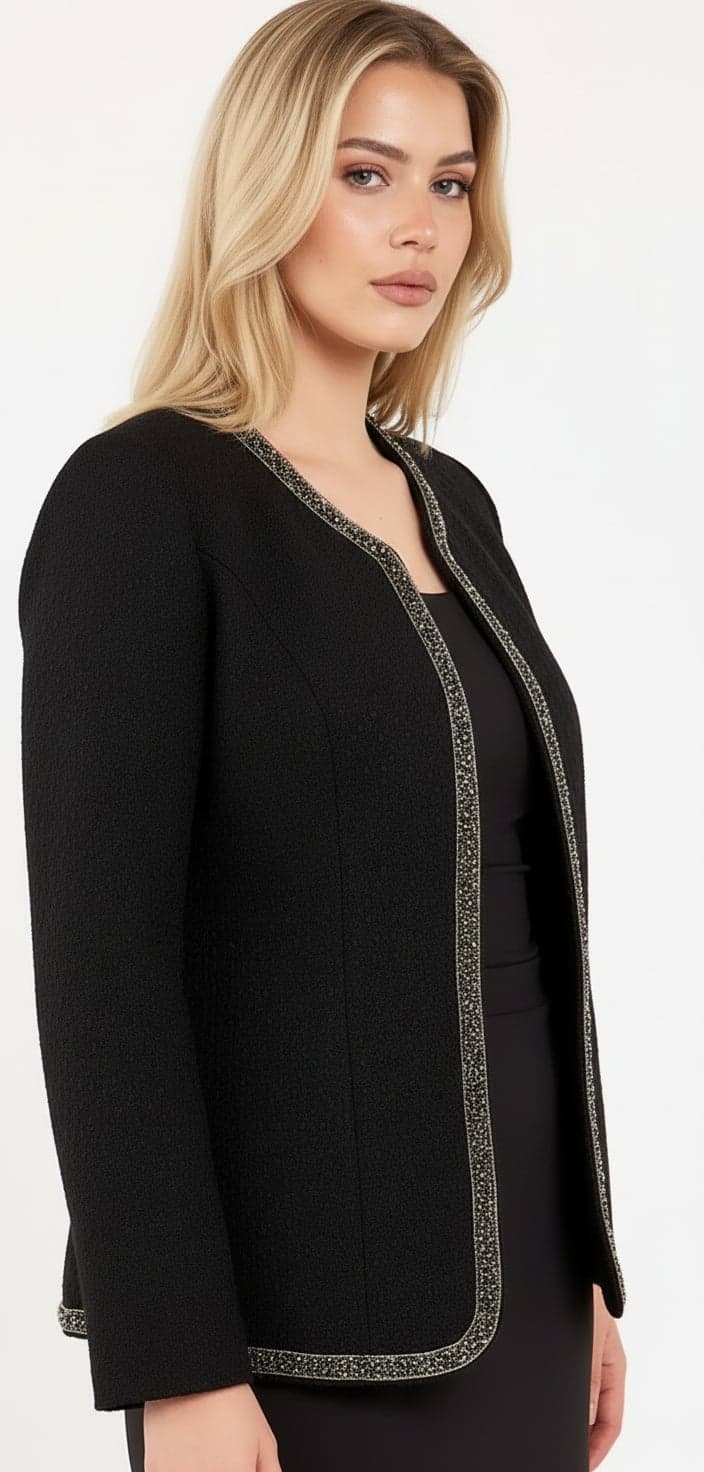 Stone-Embellished Tweed Jacket