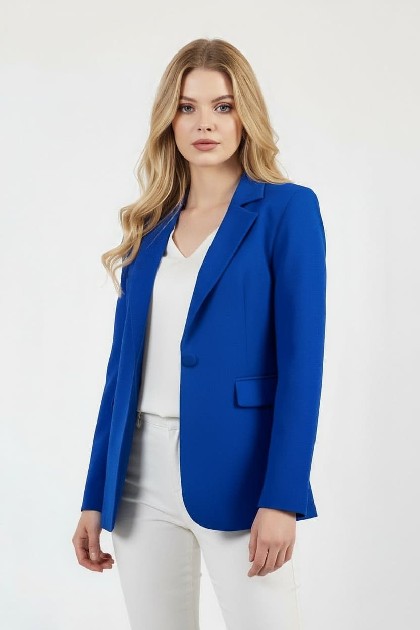 Light Blue Single-Button Jacket