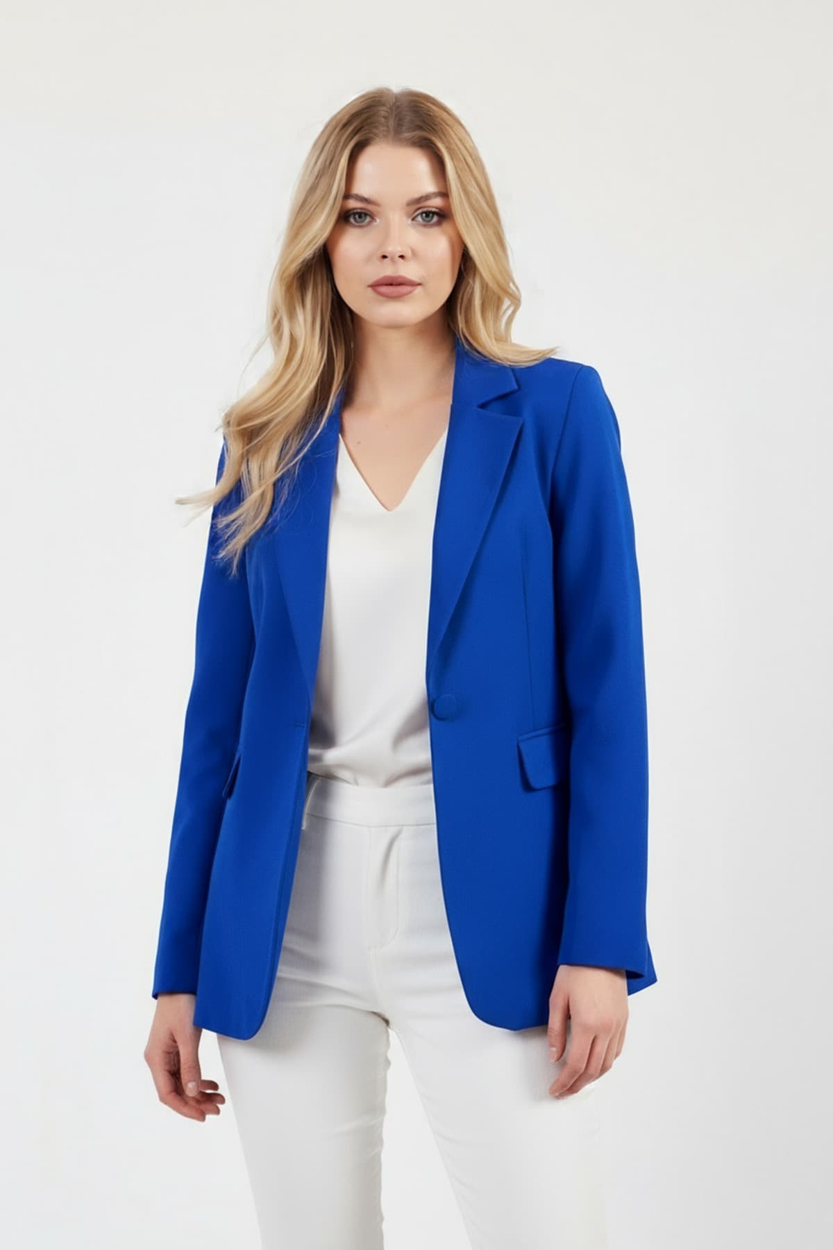 Light Blue Single-Button Jacket