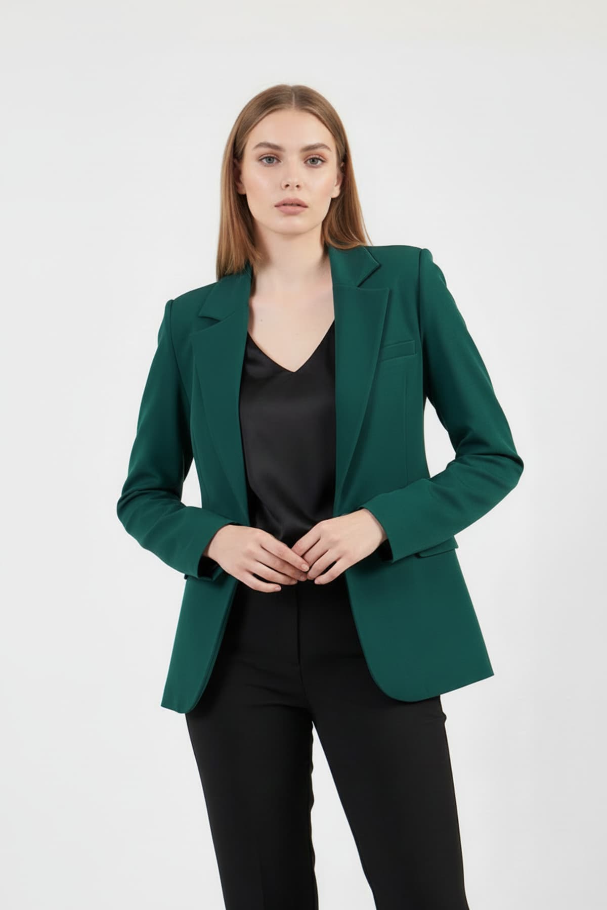 Emerald Green Single-Button Jacket