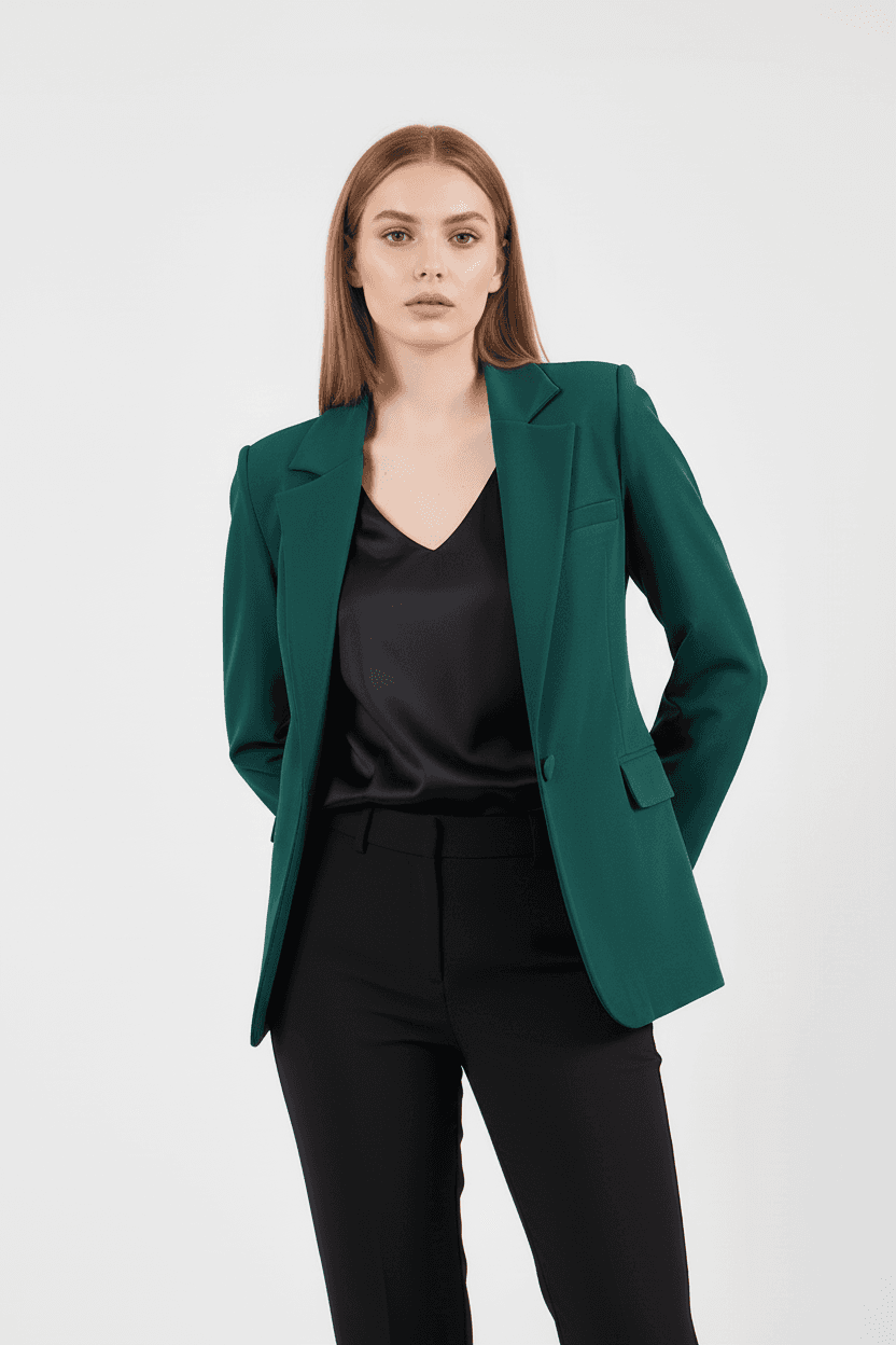 Emerald Green Single-Button Jacket