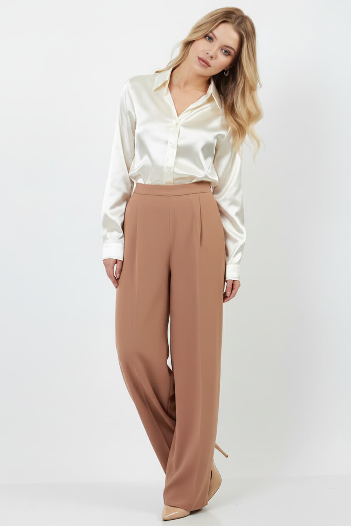 Camel Wide-Leg Trousers