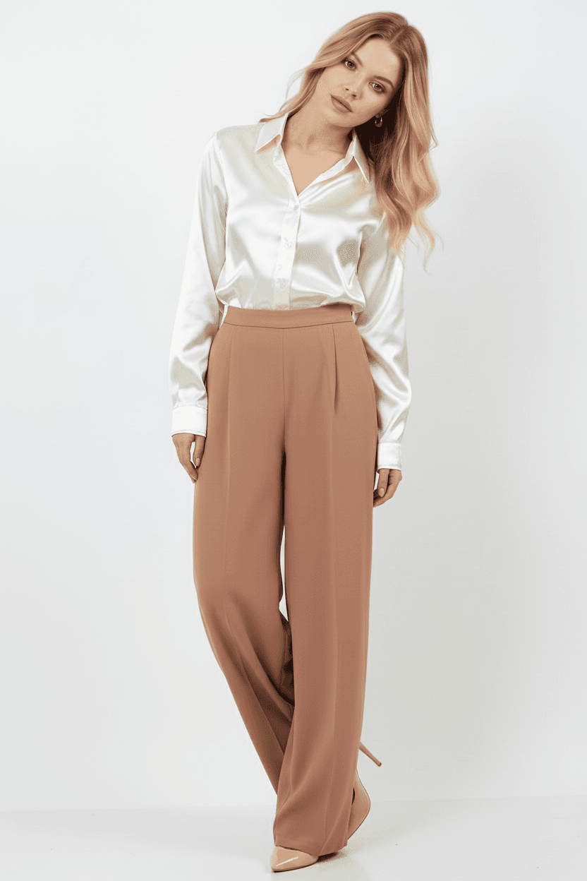 Camel Wide-Leg Trousers