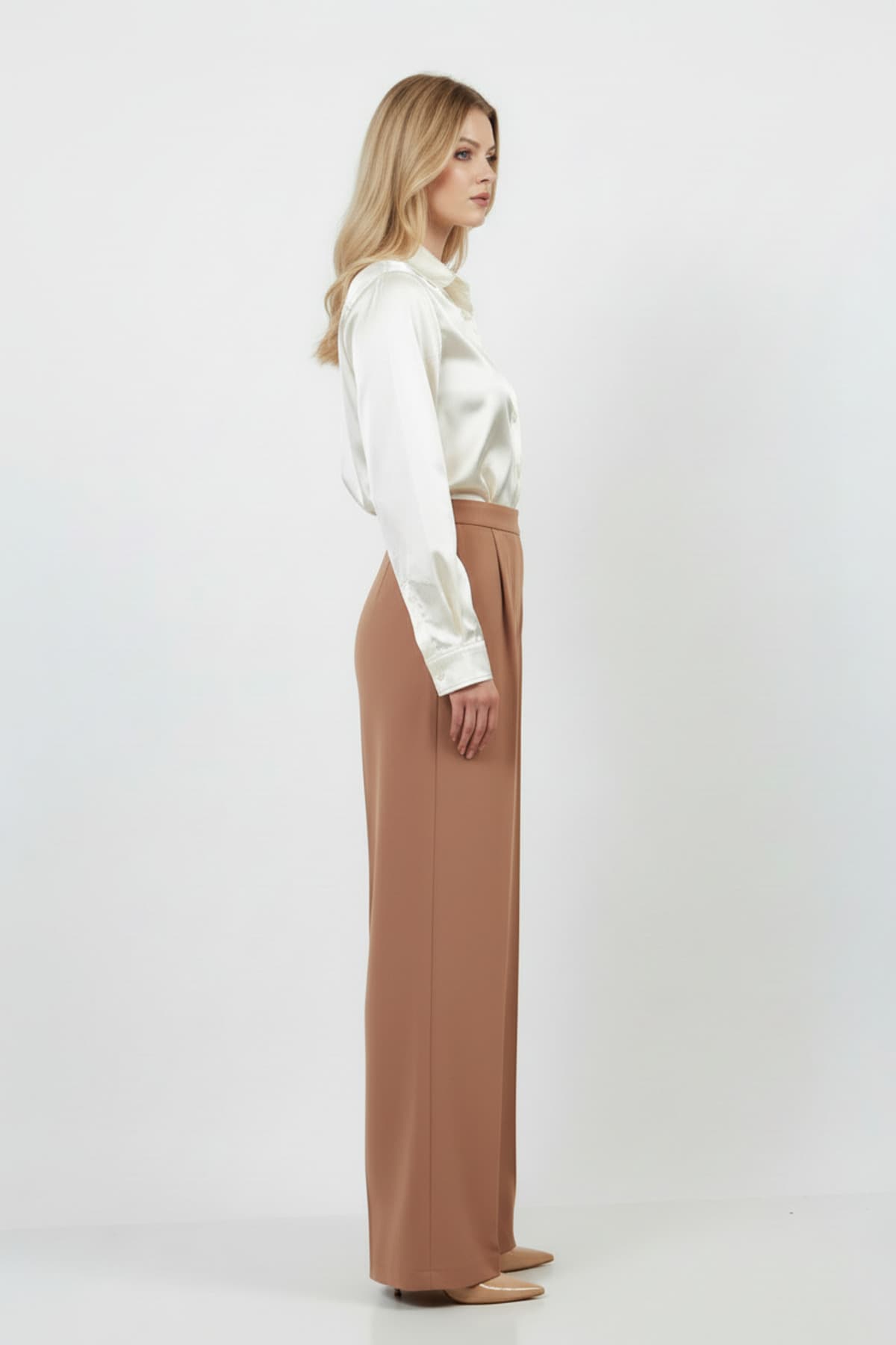 Camel Wide-Leg Trousers