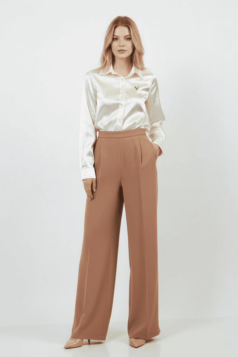 Camel Wide-Leg Trousers