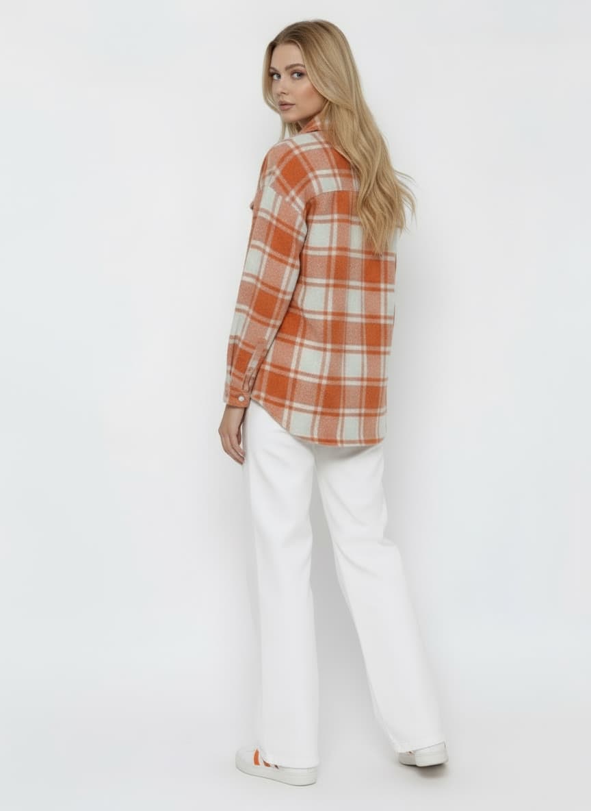 Orange-Cream Plaid Lumberjack Shirt