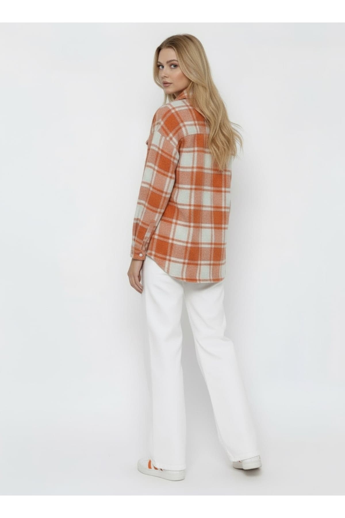 Orange-Cream Plaid Lumberjack Shirt