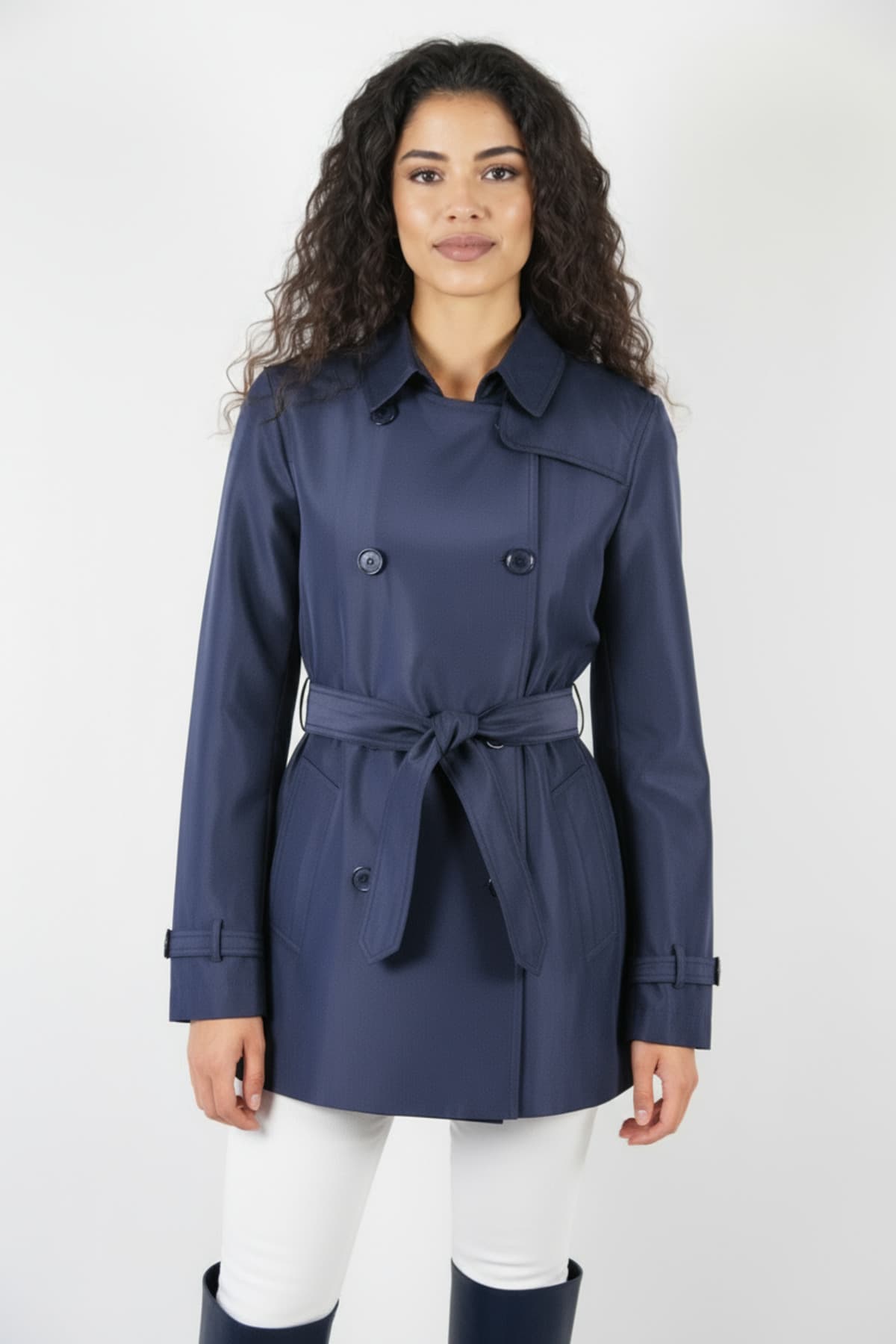 Navy Blue Short Trench Coat