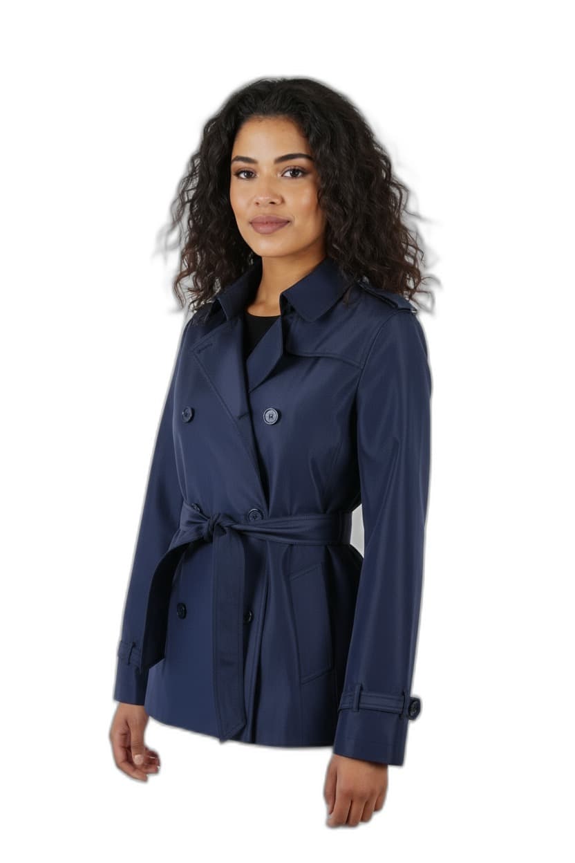 Navy Blue Short Trench Coat