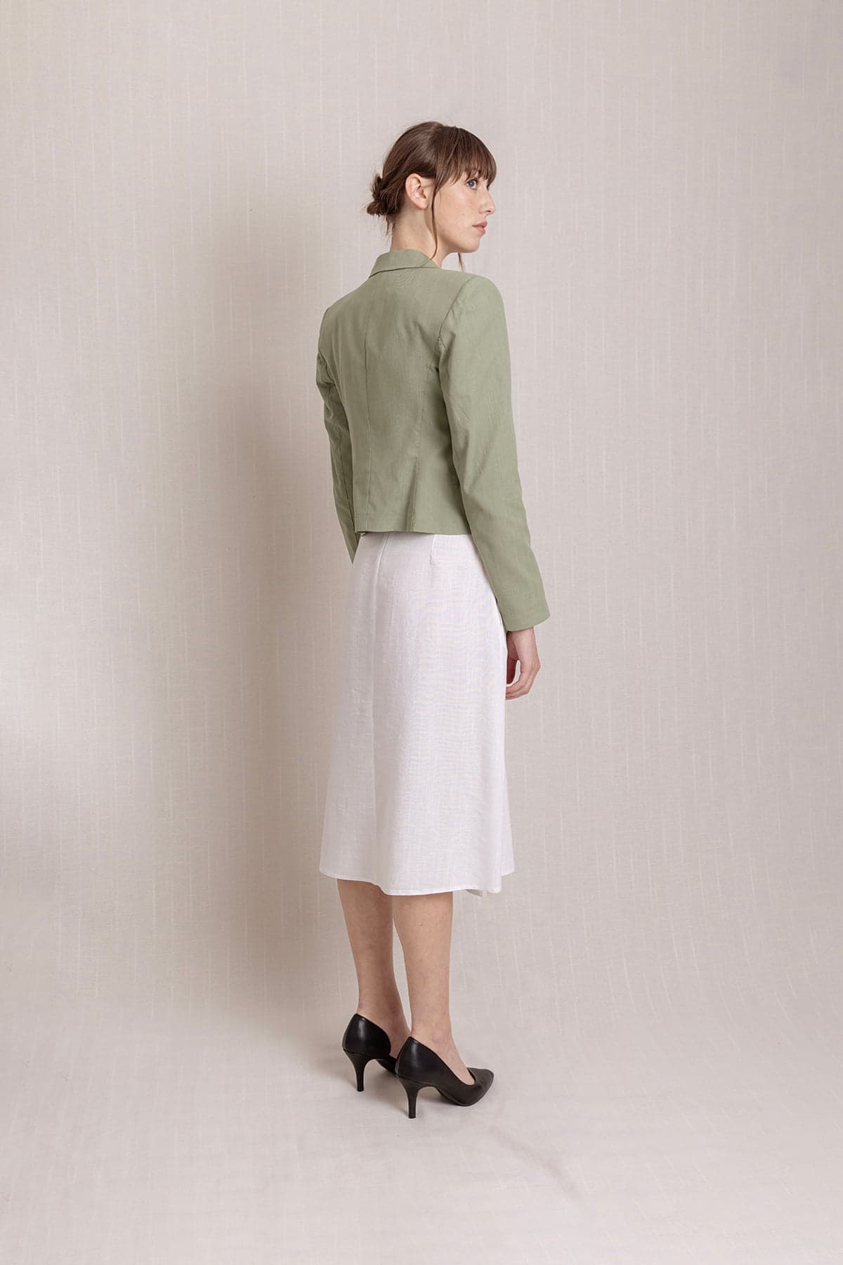White Embroidered Long Envelope Summer Linen Skirt