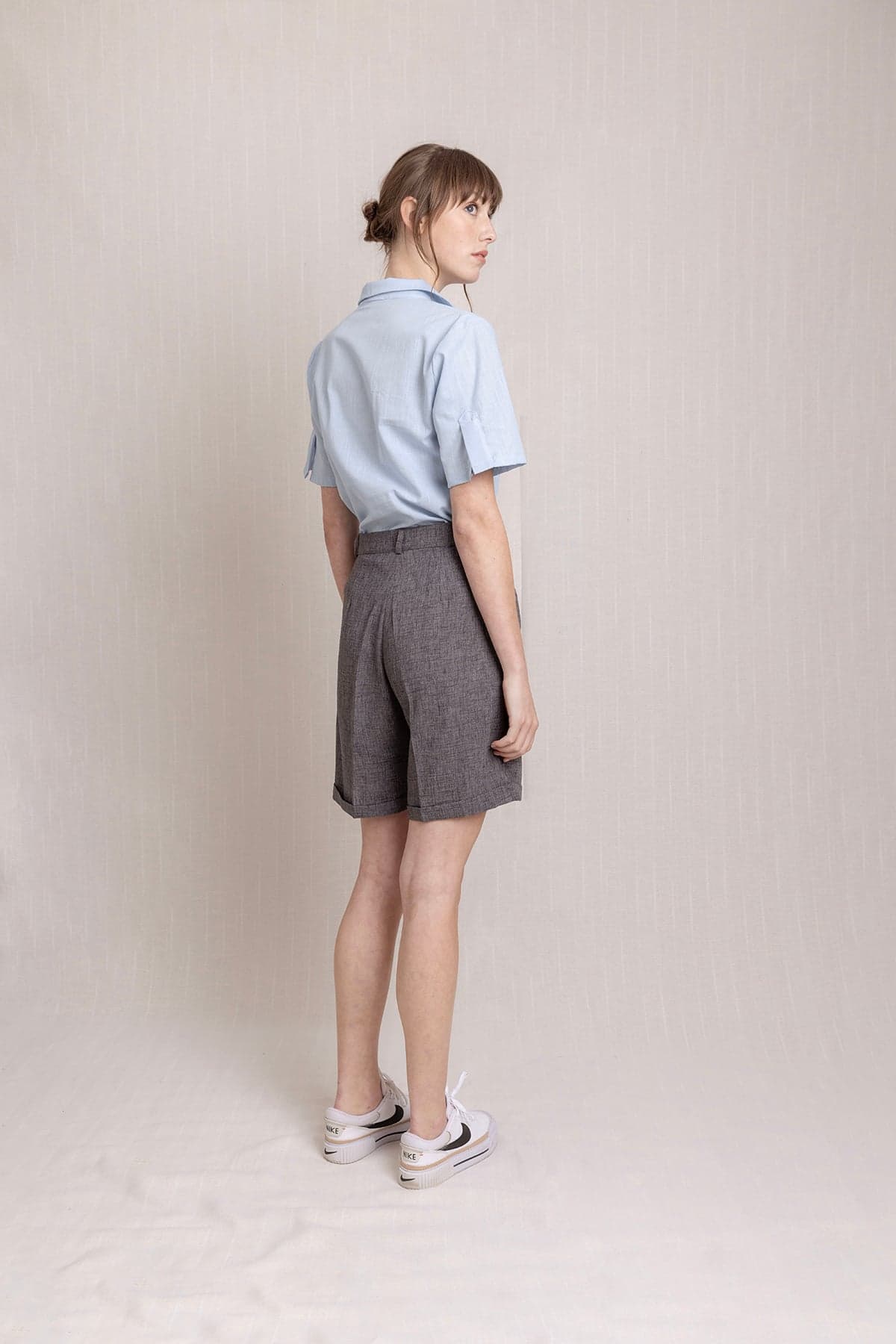 Linen Pleated Double Hem Shorts