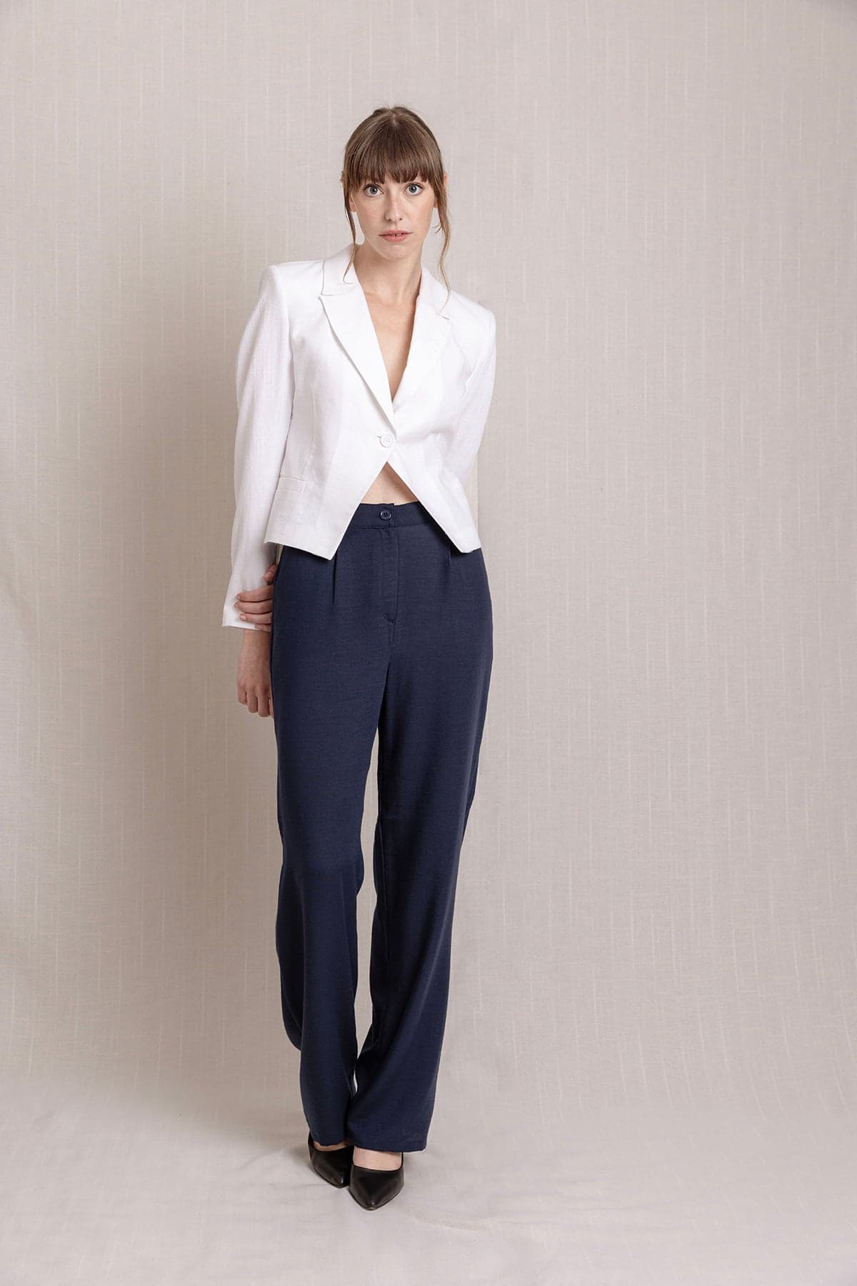 White Short Linen Jacket