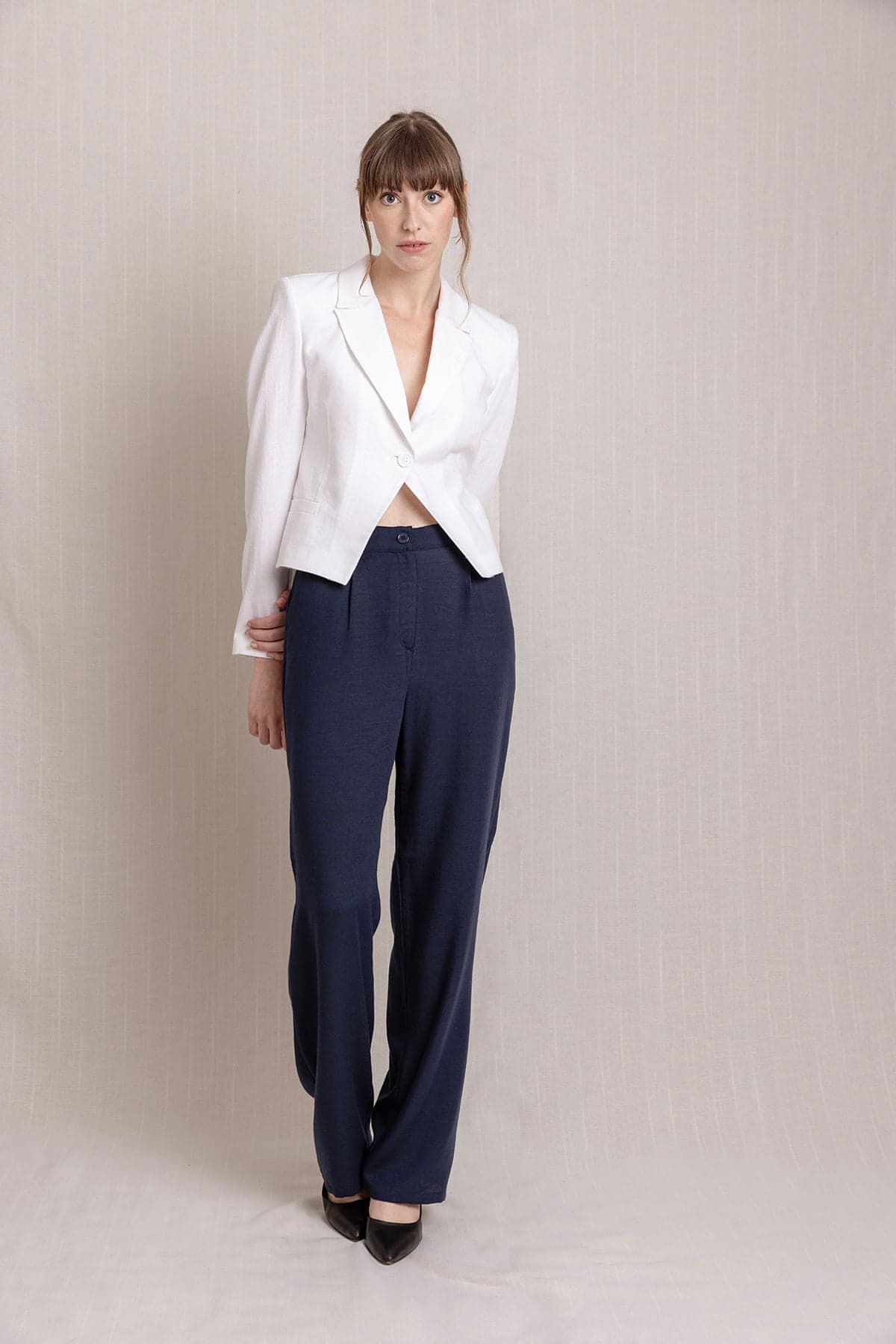 White Short Linen Jacket