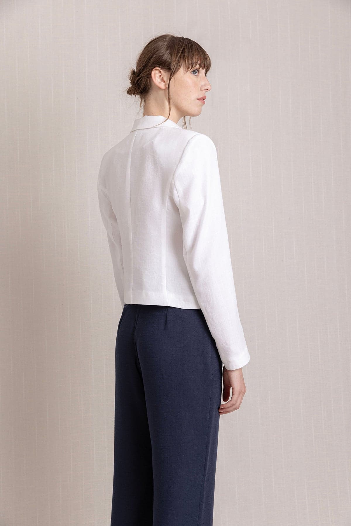 White Short Linen Jacket