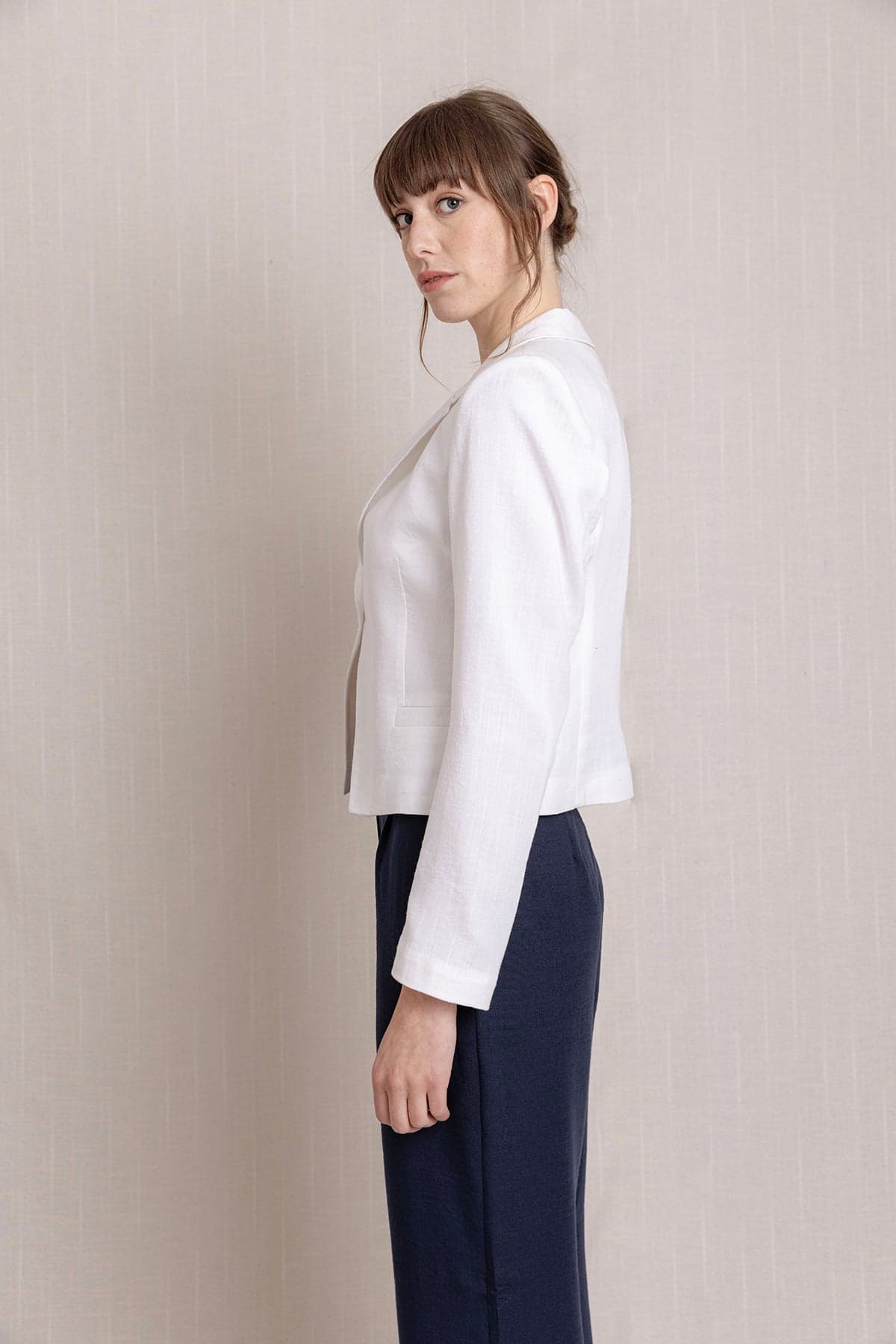 White Short Linen Jacket