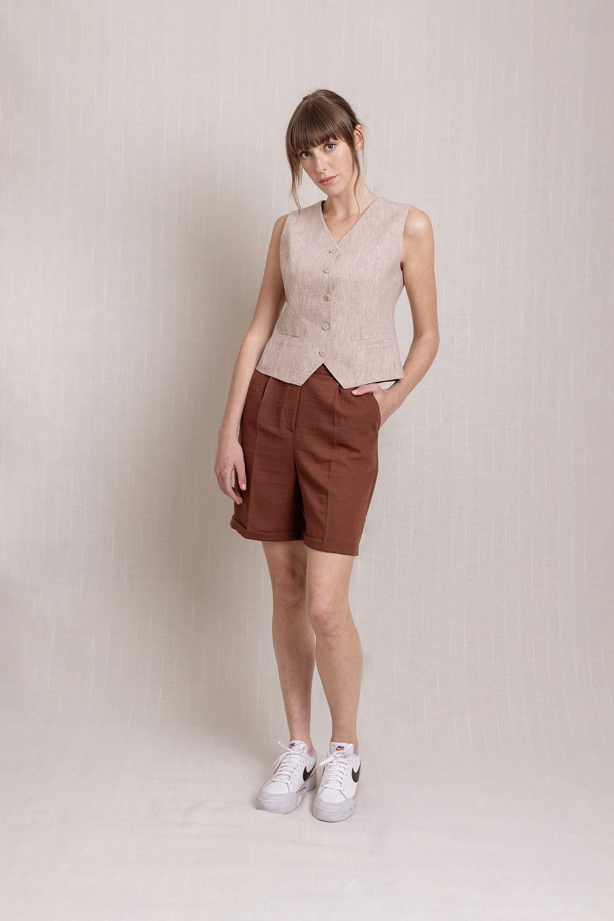 Light Brown Linen Vest